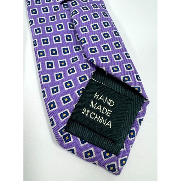 Ralph Lauren Rare Vtg Silk Tie 59" Purple Geometric Square Preppy Ivy Retro - Picture 2 of 5